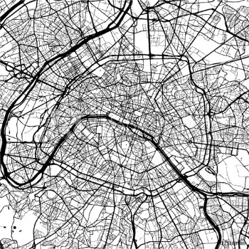 Bild på Paris France Monochrome Map Artprint